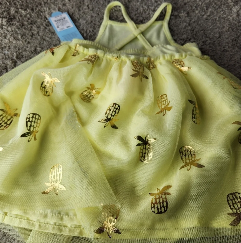 Toddler Girls' Pineapple Tulle Dress - Cat & Jack Yellow 18M